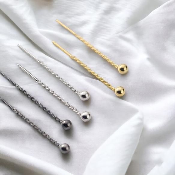 ピアス レディース 18K アレルギー対応 揺れる シルバー ゴールド ブラック ボール アメリカン 仕事 プレゼント 8枚目の画像