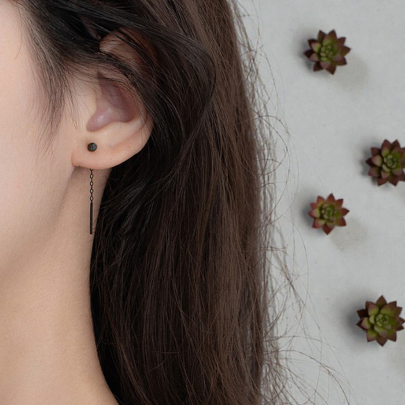 ピアス レディース 18K アレルギー対応 揺れる シルバー ゴールド ブラック ボール アメリカン 仕事 プレゼント 5枚目の画像