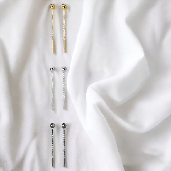 ピアス レディース 18K アレルギー対応 揺れる シルバー ゴールド ブラック ボール アメリカン 仕事 プレゼント 6枚目の画像