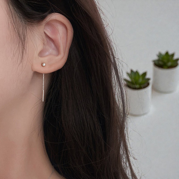 ピアス レディース 18K アレルギー対応 揺れる シルバー ゴールド ブラック ボール アメリカン 仕事 プレゼント 3枚目の画像