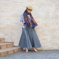 [自由排列的裙子] 隨心所欲的美麗輪廓 *圓形裙子 *多條紋 *黑色 第2張的照片