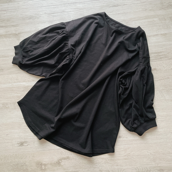 [黒] ジャンパースカートのためのぽわんと袖カットソーブラウス　袖ギャザー　フリーサイズ 10枚目の画像