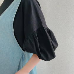 [黒] ジャンパースカートのためのぽわんと袖カットソーブラウス　袖ギャザー　フリーサイズ 19枚目の画像