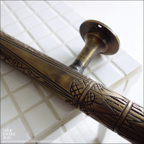 真鍮ドアハンドルW100cm アンティーク調 取っ手 ドアノブ 手摺 手すり