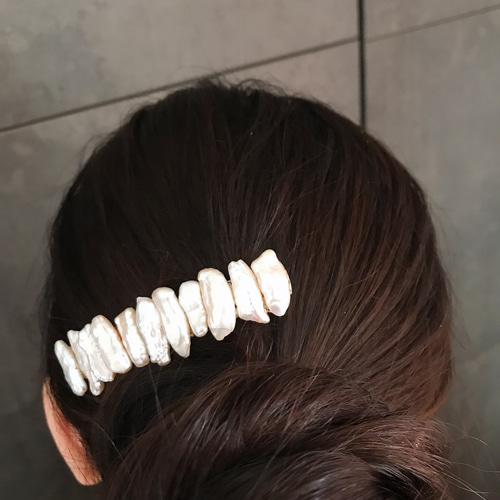 ケシパール バレッタ 淡水真珠♢まとめ髪♢ヘアアクセ和装 バレッタ 
