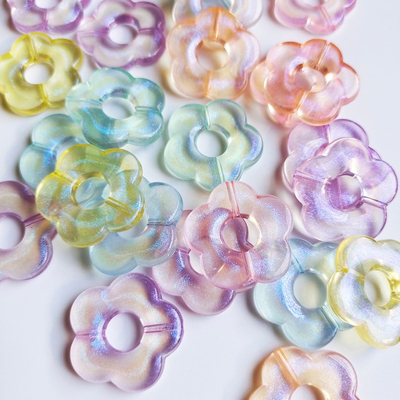 26/4個】縦穴 フラワー パーツ ハンドメイド ビーズ 材料 DIY 