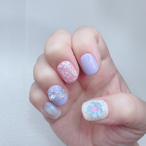 サイズ採寸不要！20枚セットネイルチップ！ マグネットカラー 春カラー  