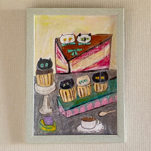 絵画。壁掛け原画【Cute cat cake】0 1 絵画。壁掛け原画【Cute cat cake】0 1 絵画 アカザ麦 通販