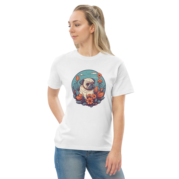 犬 パグ コットンTシャツ：送料無料 7枚目の画像