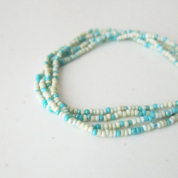 ミント ガラスビーズ ロングネックレス 金属アレルギー対応 かぶる