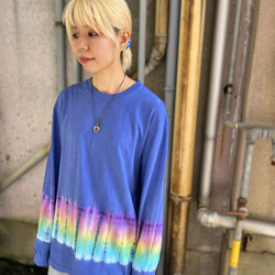 タイダイ染め 長袖Ｔシャツ Lサイズ　HIPPIES DYE ブルー HD19-17 2枚目の画像