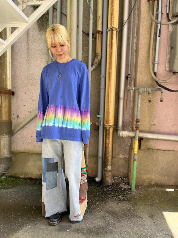 タイダイ染め 長袖Ｔシャツ Lサイズ　HIPPIES DYE ブルー HD19-17 3枚目の画像