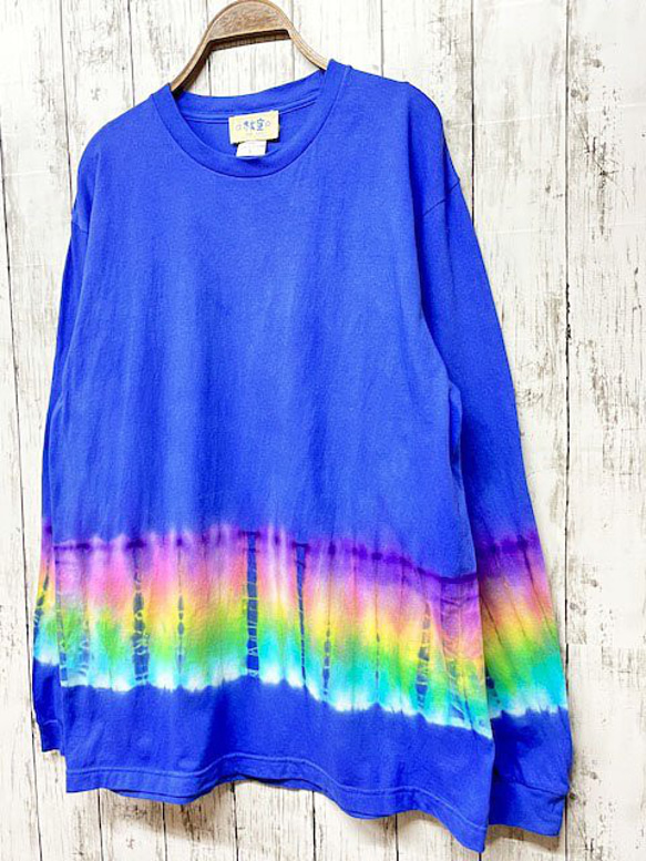 タイダイ染め 長袖Ｔシャツ Lサイズ　HIPPIES DYE ブルー HD19-17 6枚目の画像