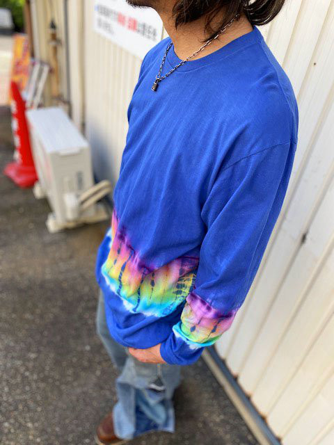 タイダイ染め 長袖Ｔシャツ XLサイズ　HIPPIES DYE ブルー HD19-18