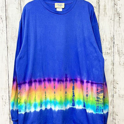 タイダイ染め 長袖Ｔシャツ XLサイズ　HIPPIES DYE ブルー HD19-18 2枚目の画像