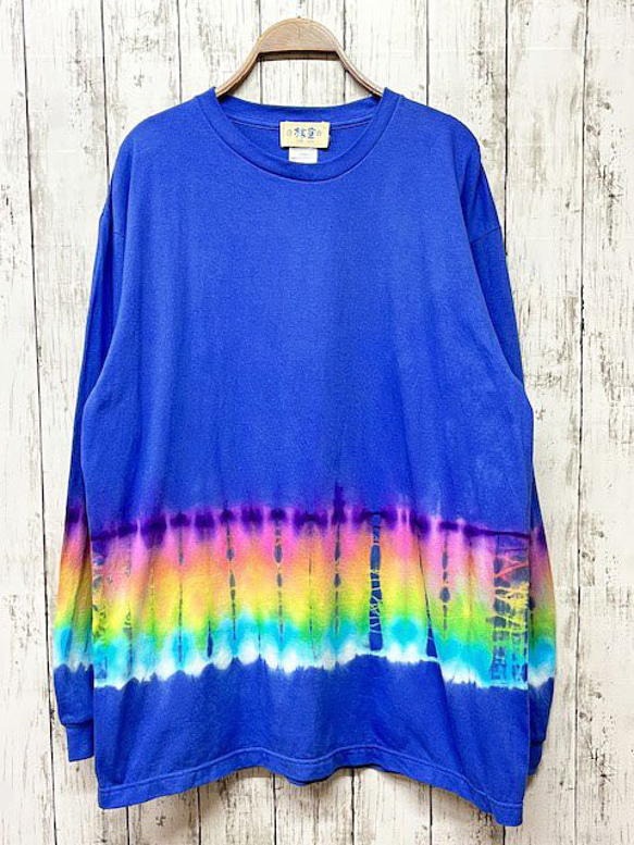 タイダイ染め 長袖Ｔシャツ XLサイズ　HIPPIES DYE ブルー HD19-18 2枚目の画像