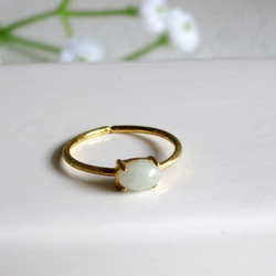 本翡翠◇SILVER925・18KGPビルマ産翡翠リング・オーバル　７号～フリーサイズ 1枚目の画像