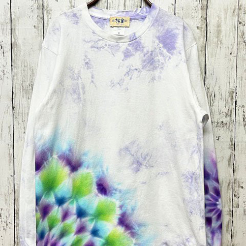 RE. OKANE MOCHI タイダイ染め 長袖Tシャツ タイダイ染め 長袖Tシャツ Mサイズ 曼荼羅 ブルーパープル ムラ