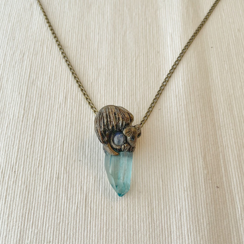 アクアオーラxムーンストーン】竜のお守りペンダント ネックレス