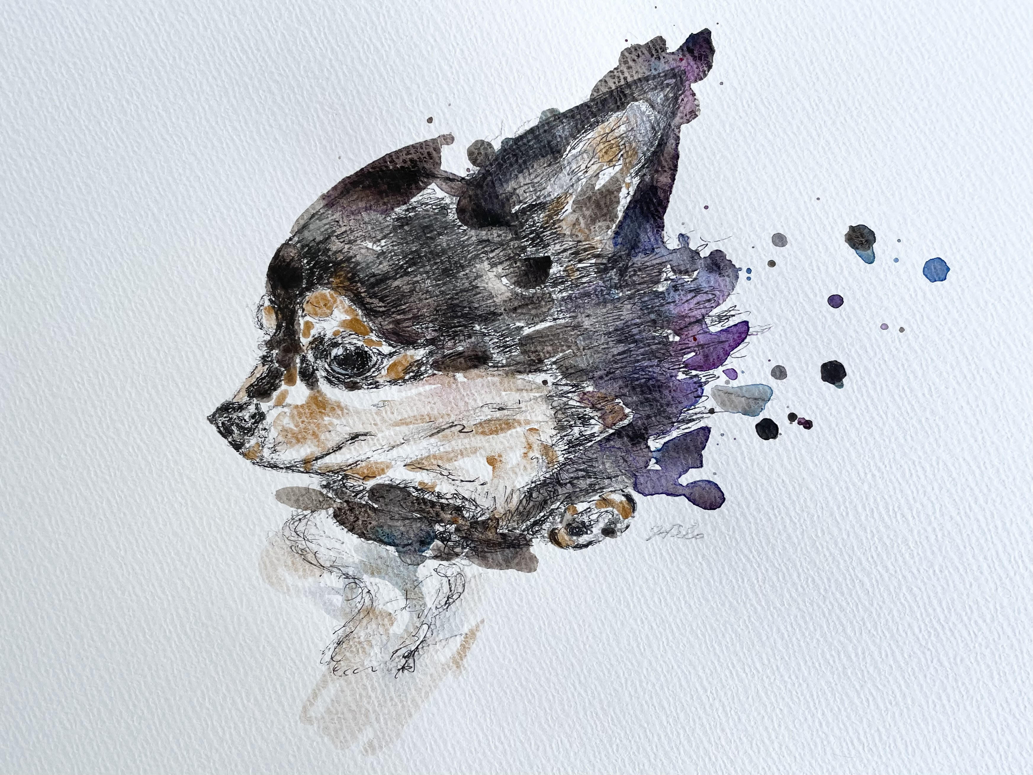 原画】Chihuahua 2 犬イラストアート A4 アクリル画/鉛筆画 原画】Chihuahua 2 犬イラストアート A4 アクリル画/鉛筆画