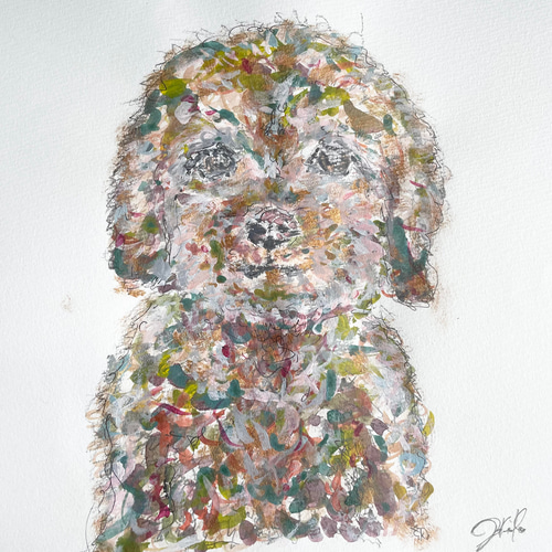 爆買い ハンドメイドパステル画 puppy smile 絵画アート原画
