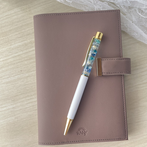 ボールペン】3色から選べる ハーバリウム ボールペン 青 水色 白 3種類