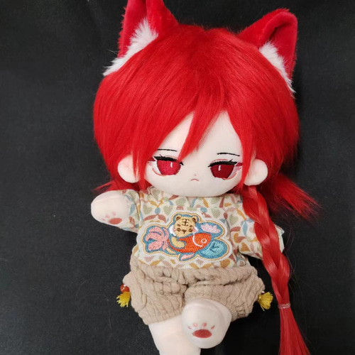 ホンリ 無属性 ぬいぐるみ 20cm 着せ替えぬいぐるみ 獣耳付け女の子 赤