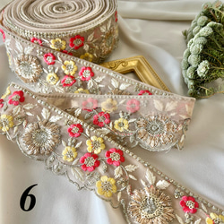 50cm  インド刺繍リボン  チュール  花柄 8枚目の画像