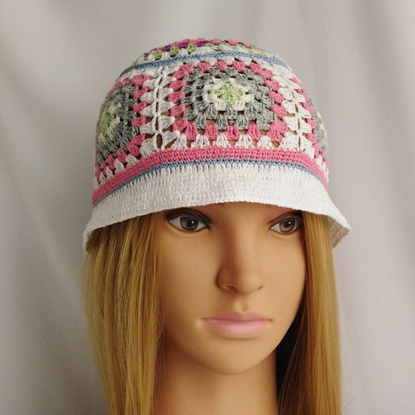 女性用バケットハット   Summer crochet bucket hat 2枚目の画像