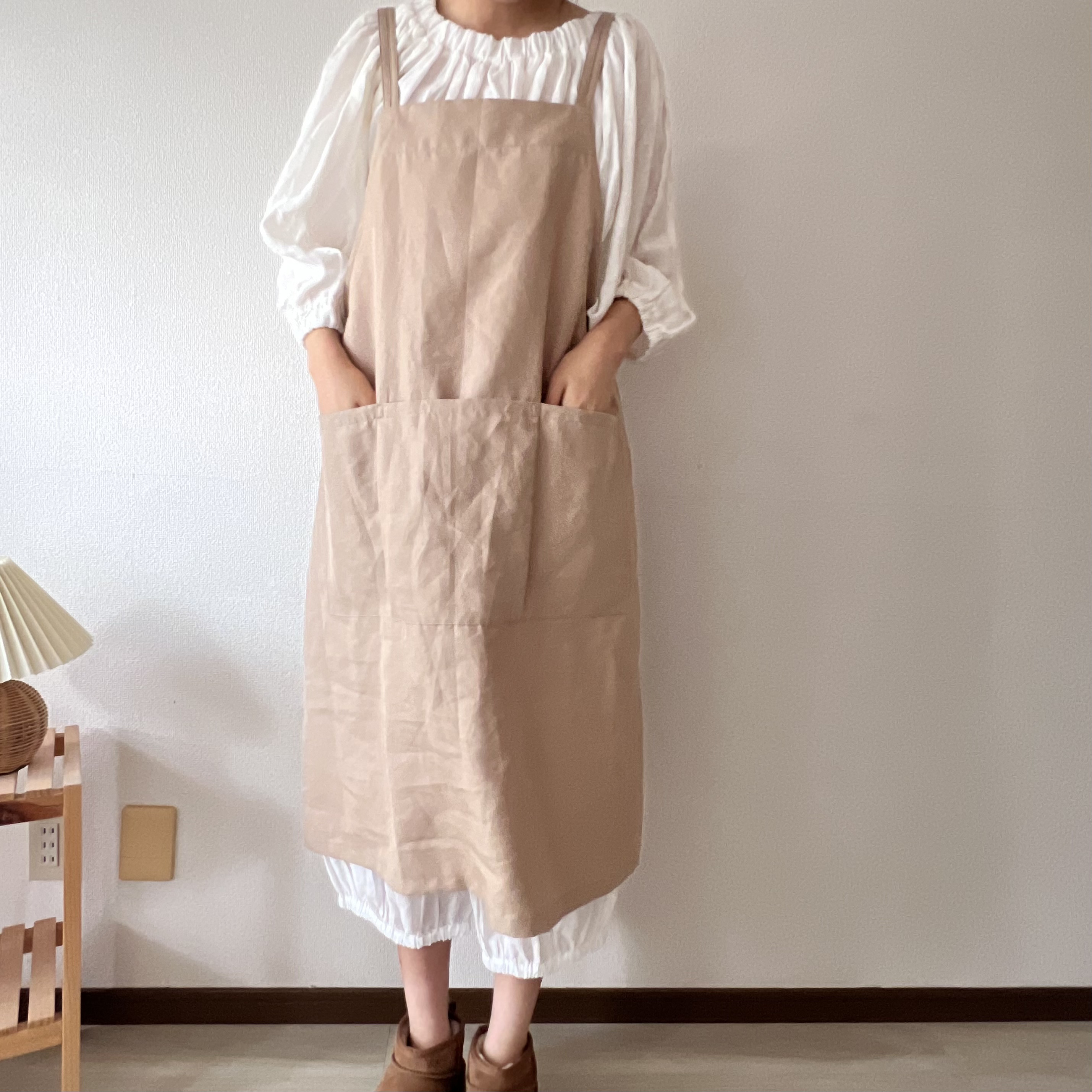 エプロン風ワンピース(ベージュ)