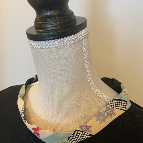 黒留袖の着物リメイク＊衿つきバルーン(作家物)ワンピース 