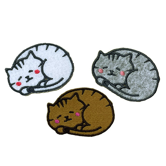 刺繍ワッペン ネコちゃん【まんまるねんね】 ワッペン