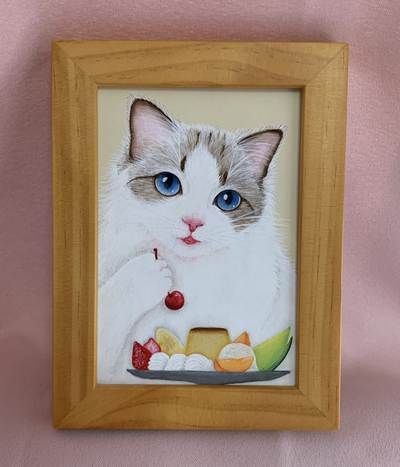 りょうちゃん様予約 絵画「三匹の猫とプリンアラモード」「猫の背中に山猫軒」 りょうちゃん様予約 絵画「三匹の猫とプリンアラモード」「猫の