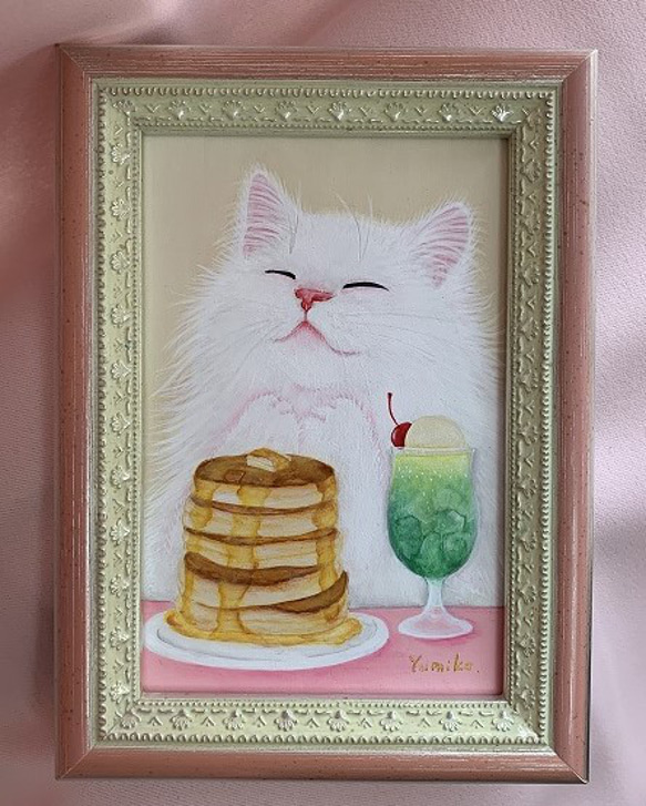 【原画】「いい匂い」／猫とクリームソーダとパンケーキ 1枚目の画像