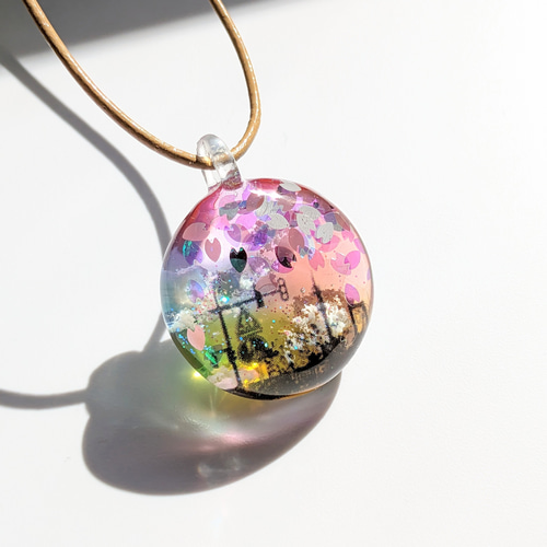 5000で送料無料】空レジン《桜風景・雑踏》レジンアクセサリー
