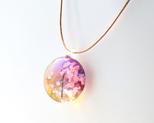 あき様❤レジン❤ペンダント 5000で送料無料】空レジン《桜風景・伝言》レジンアクセサリー