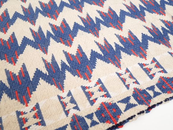 手織りのマット（ガラ紡の糸とスーピマコットンの糸)58cm×117cm 3枚目の画像
