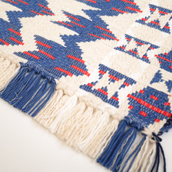 手織りのマット（ガラ紡の糸とスーピマコットンの糸)58cm×117cm 5枚目の画像