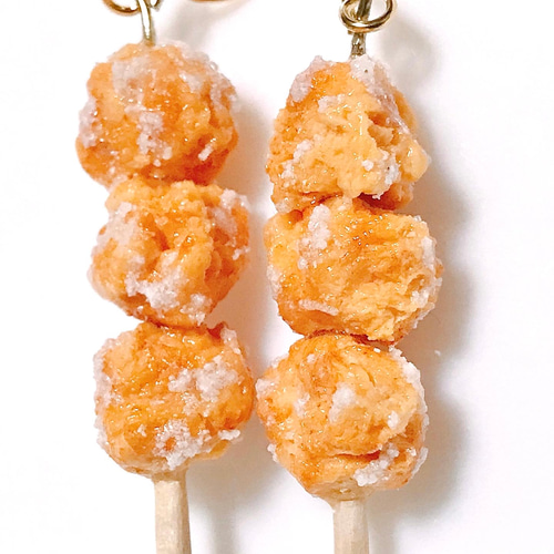 ハンドメイド 唐揚げ ハイボール イヤリング ミニチュアフード からあげ棒ピアスorイヤリング☆ミニチュア、フェイクフード、食品