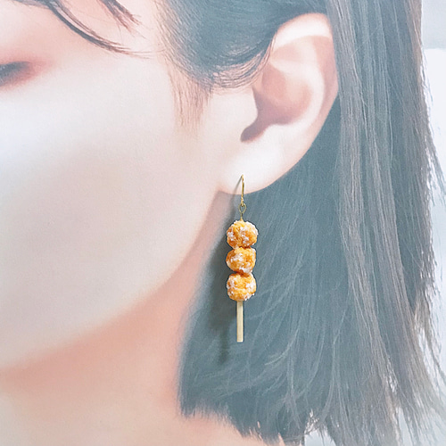 ハンドメイド 唐揚げ ハイボール イヤリング ミニチュアフード