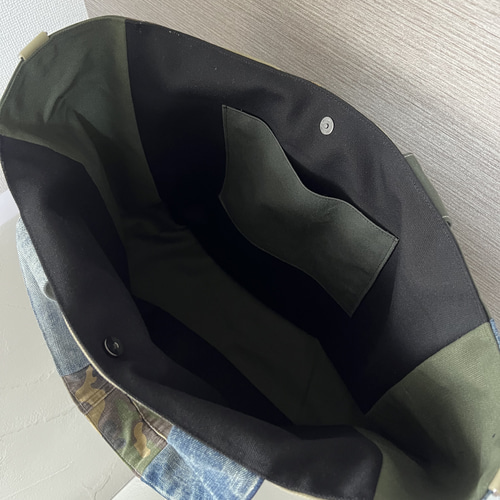 デニム リメイク クリアトートバッグ pvc 合皮 レザー