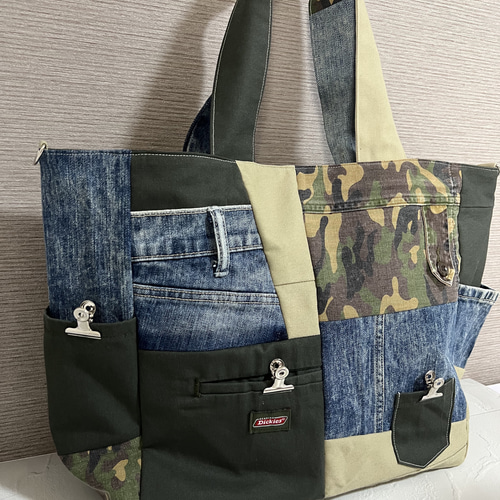 ハンドバッグ トートバッグ ハンドメイド デニムリメイク デニム