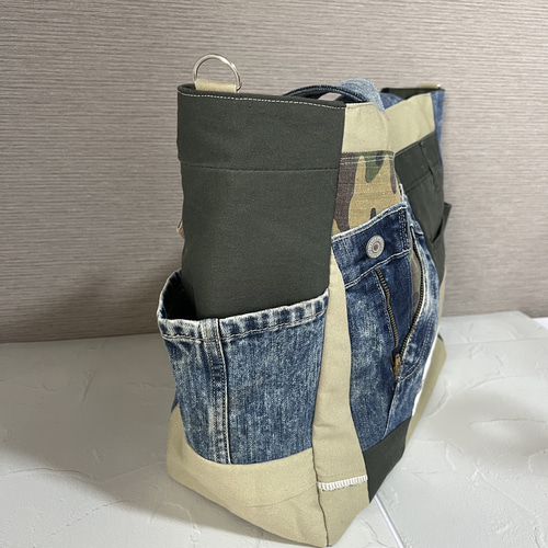 ハンドバッグ トートバッグ ハンドメイド デニムリメイク デニム