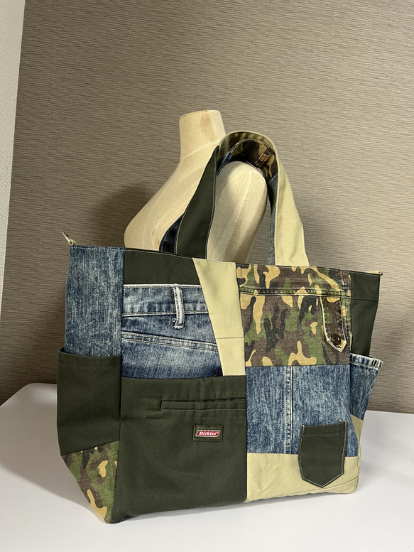 ハンドバッグ トートバッグ ハンドメイド デニムリメイク デニム