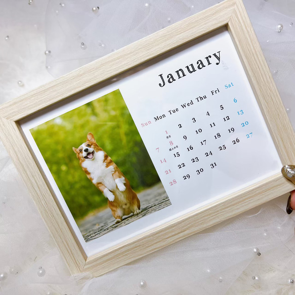 2L 卓上 開始月が選べる 光沢紙 【B】 写真入り 2024年カレンダー カレンダー 子供 ペット プレゼント 4枚目の画像