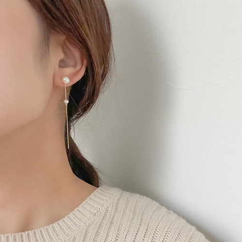 淡水パール アシンメトリー ロングピアス/イヤリング 淡水パール アシンメトリー ロングピアス/イヤリング