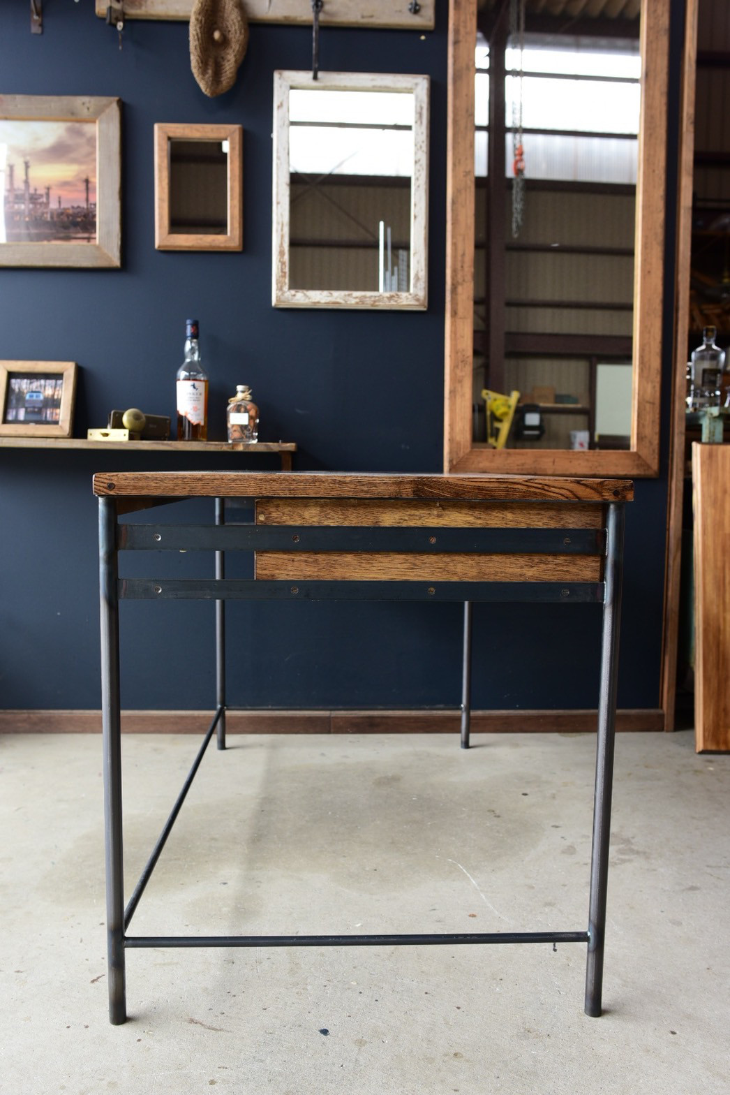 匿名発送たのメル便➂木製シンプル学習机 引き出し付き 匿名発送たの