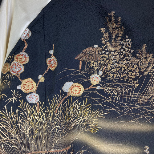 着物リメイク ブルゾン、スカジャン 着物リメイクスカジャン リバーシブル 鷹の刺繍 横振り刺繍 産着