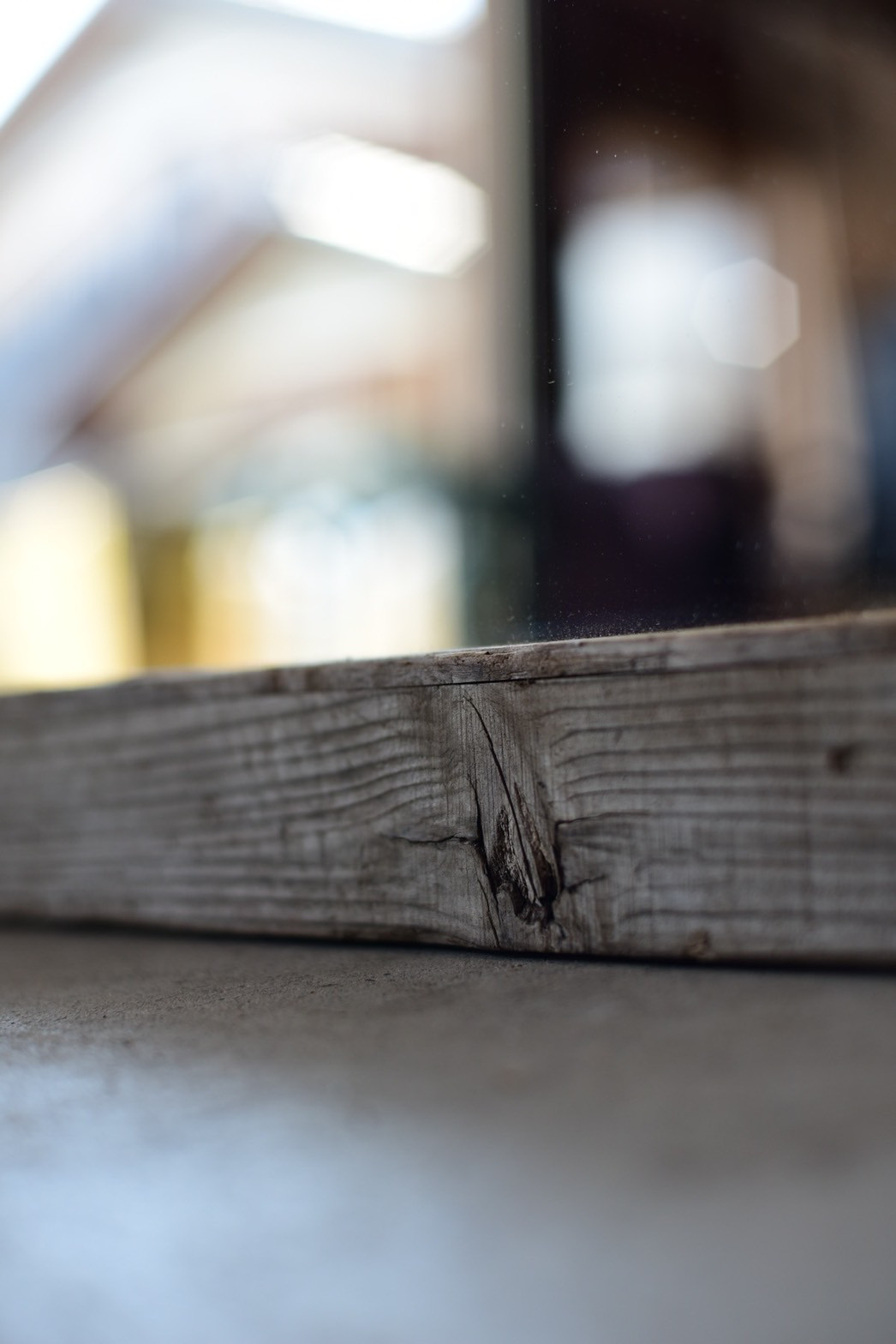 サイズオーダー できる　古材のスリムな姿見 ミラー　鏡