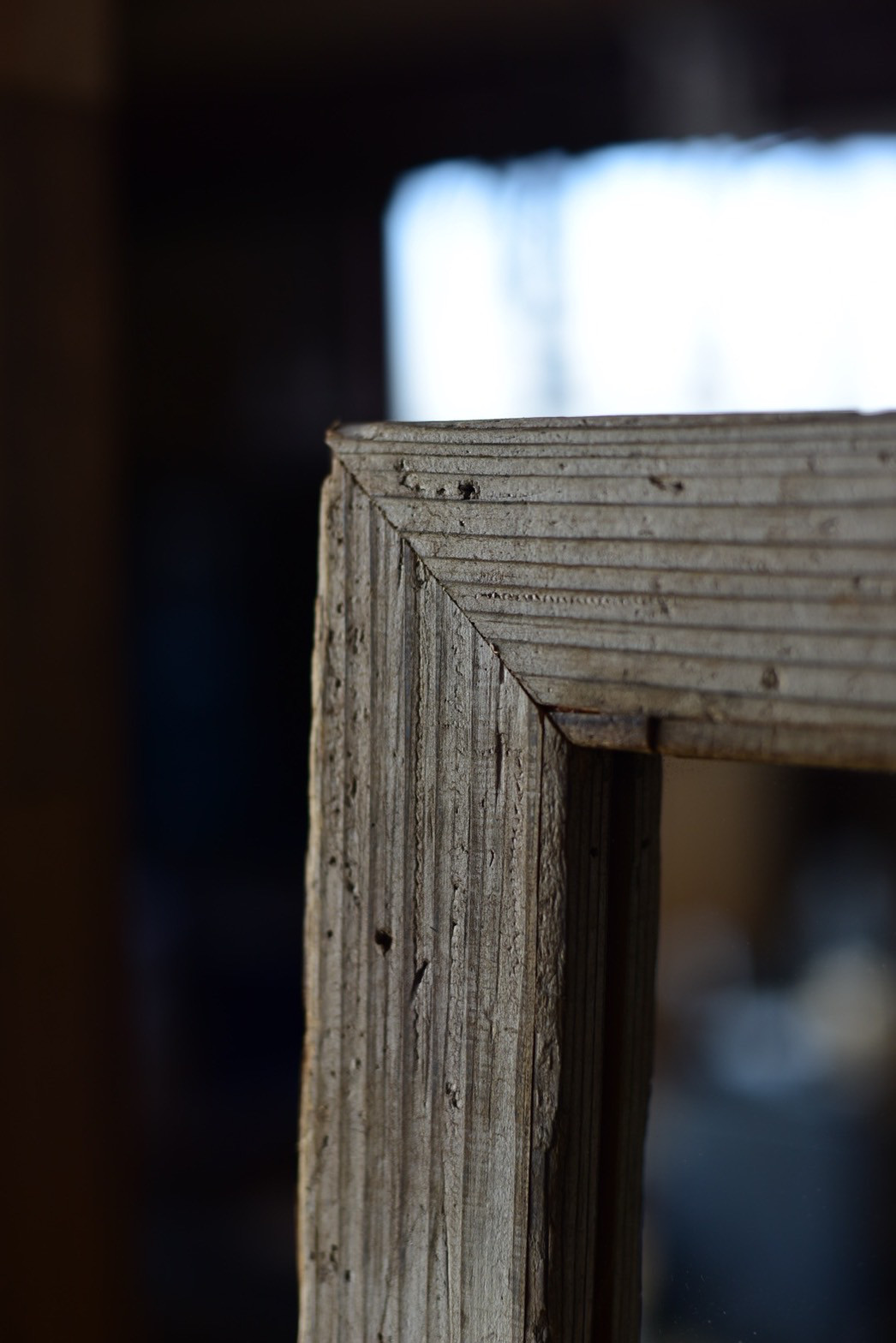 サイズオーダー できる　古材のスリムな姿見 ミラー　鏡